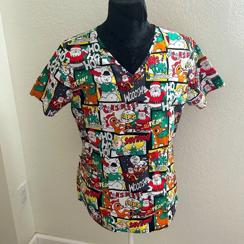 Rudolph the Red-Nosed Reindeer Christmas Scrub Top